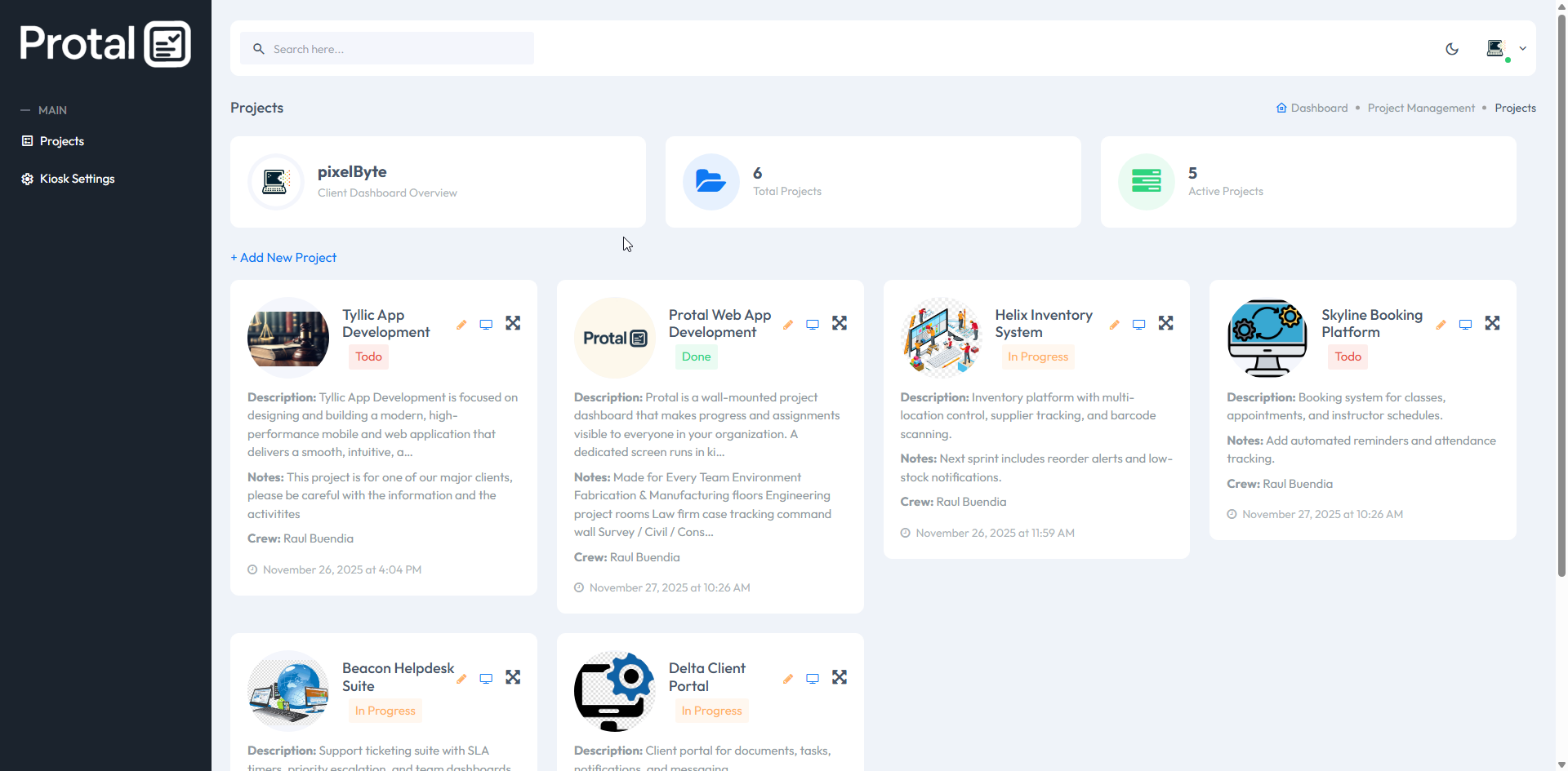 Overview Dashboard Screenshot